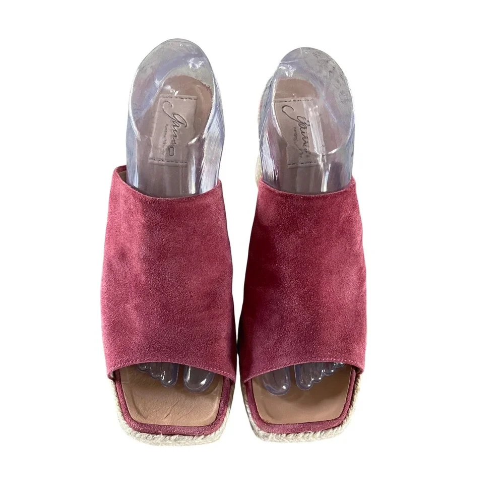 Gaimo Colette Espadrille Mule Women 41 Dark Ant Rose‎ Suede Sq Peep Toe Spain